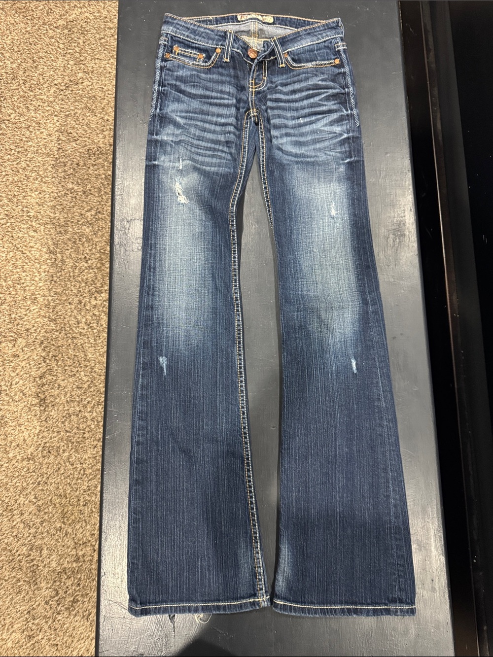BKE Women’s Dark Blue Boot Cut Jeans with Faded Detail